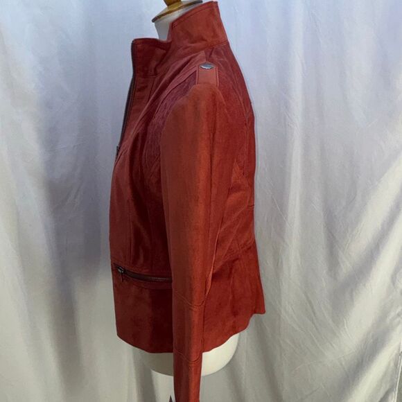 NWT Black Rivet Wilsons Leather suede jacket soft Rust Red/Brown Sz L - Picture 3 of 9